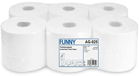 Funny Toilettenpapier - Innenabwicklung, 2-lagig hochweiß, 1er Pack (1 x 6 Stück)