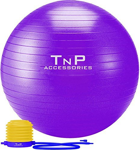 TNP Accessories 55 to 85cm Anti-Burst Fitness Exercise Ball For Yoga, Pilates Training, Maternity, Balance, Stability, Fitness, Gym Swiss Ball With Pump (Purple-Coloured, 65cm)