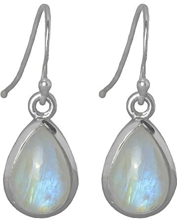 I-be,Regenbogen-Mondstein Edelstein 8x12 mm Ohrringe Tropfen 925 Silber, Länge 2,9 cm im Geschenketui, 397914 k S