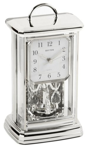 RHYTHM Silverton mantelklocka – analog 12-timmars visning kvarts samtida