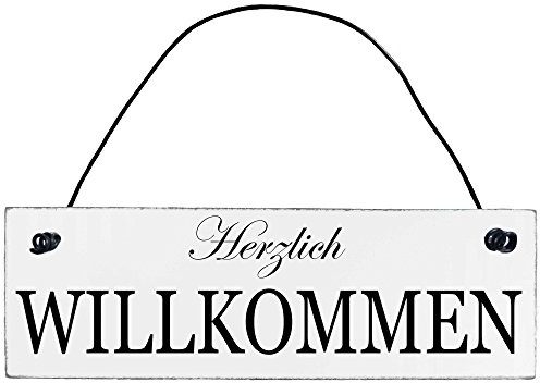 Anika Hermsen-Grallert, HomeYourself Shabby Chic Vintage Schild Herzlich Willkommen Dekoschild Türschild
