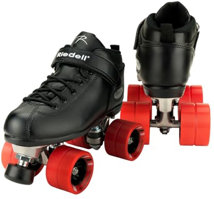 Riedell Dart Roller Skates - Colorful Ultra-Durable Quad Speed Skates with Snug Fit and Versatile Matching Color Wheels - Black - Size 2