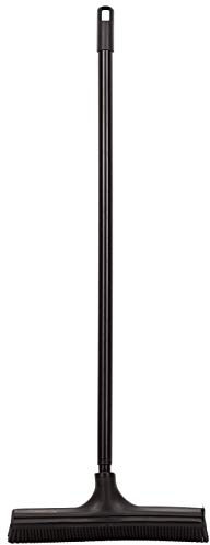 V7 Universal-Kehrbesen, V-Besen mit V-förmigen Borsten, Teleskop-Stiel und Gummilippe zum mühelosen Entfernen, schwarz