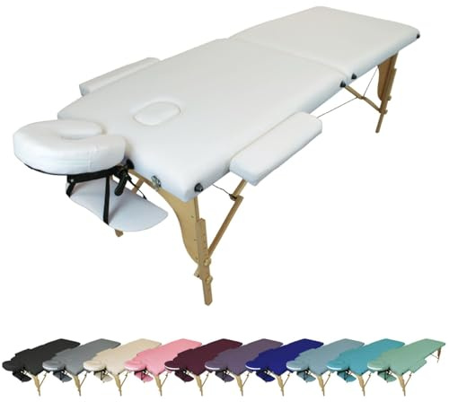 Vivezen - Table de Massage Pliante 2 Zones en Bois avec Panneau Reiki + Accessoires et Housse de Transport - Plusieurs Coloris