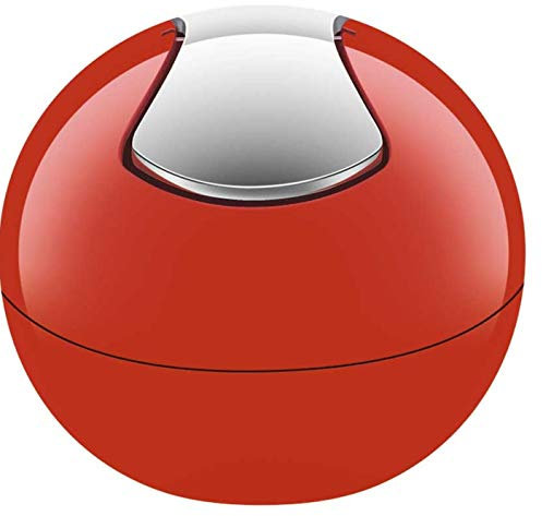 Spirella Cestino da Bagno, Contenitore per Cosmetici, 1 litro, Finitura Lucida o Opaca, con Coperchio Basculante, Cestino da Tavolo, Rosso
