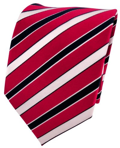 TigerTie Designer Seidenkrawatte in rot knallrot blau weiß gestreift