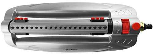 Garden watering irrigation multi- adjustable sprinkler,premium metal base+ universal male click hose connection,adjustable side-side and spray arc,coverage up to 375m sq dependant on water pressure