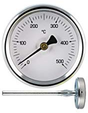 Termómetro para Horno de leña Barbacoa con sonda de Acero 30 cm, Temperatura máxima 500 °C