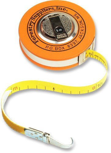 Forestry Suppliers Metric Fabric Diameter Tape (160 cm) | Case Dimensions: 3-7/8˝ x 1-1/8˝| Claw Hook & Handcrank Rewind | CM, MM & in, M