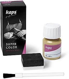 Kaps Super Color, Dye for Natural, Faux Leather and Fabric, Paint for Shoes, Boots and Bags with Sponge and Brush (104 - Biscuit)