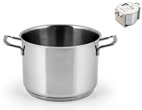 H&H Inox Elodie F/Ind Cm24 Lt8,5 Pentole E Preparazione Cucina, Acciaio Inossidabile, Argento, 24 cm