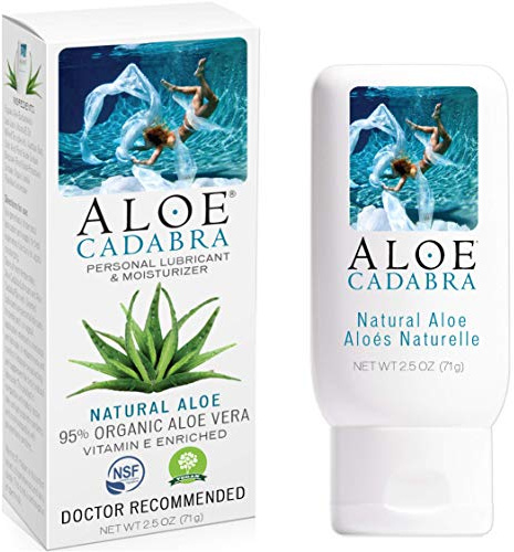 Aloe Cadabra Natural Water Based Personal Lubricant and Vaginal Moisturizer, Organic Aloe Lube for Men, Women and Couples, Non-Staining, pH Balanced (Unscented 2.5 Ounces, 1 Pack)