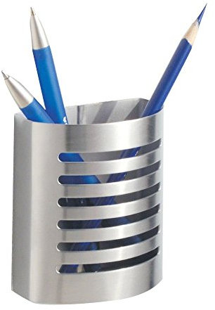 iDesign Stiftehalter, kleiner Schreibtisch Organizer aus Edelstahl, magnetischer Becher für Stifte und andere Utensilien, mattsilberfarben (85170)