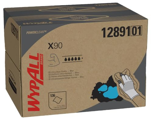 WypAll X90 Tücher 12891 – 1 BRAG Box mit 136 blauen, 2-lagigen Tüchern