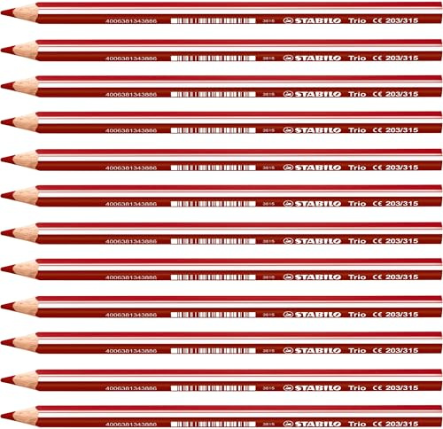 STABILO - Dreikant-Buntstift - Trio dick | 12er Pack, kirschrot