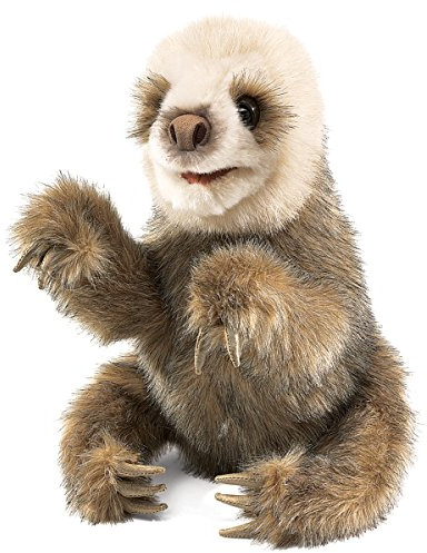 Folkmanis Baby Sloth Hand Puppet, Braun, Hellbraun, Creme