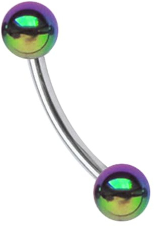 Titan Piercing Banane 1,2 mm mit 2 Stahl Kugeln eloxiert