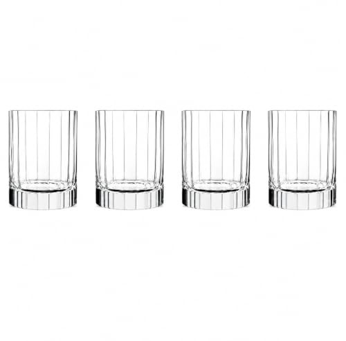 Luigi Bormioli Bach 11.25 oz Double Old Fashioned Glasses - Set of 4 Durable Lead-Free SON.hyx Crystal Drinkware, Titanium Reinforced, Made in Italy, Dishwasher Safe Bar Glassware