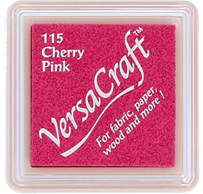 Tsukineko VersaCraft VKS-115 Stempel Stoff, kleiner Cube 25 x 25 mm, Rosa (Cherry Pink)