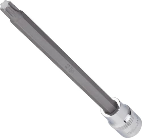 Vigor Torx Schraubendreher-Einsatz T 45, 200 mm, 1/2 Zoll, 1 Stück, V2180 | Antrieb 1/2 Zoll (12,5 mm) Vierkant hohl, Abtrieb T Profil, Länge l2 200 mm, 170 g, SW T45 , 1/2″ , T Profil