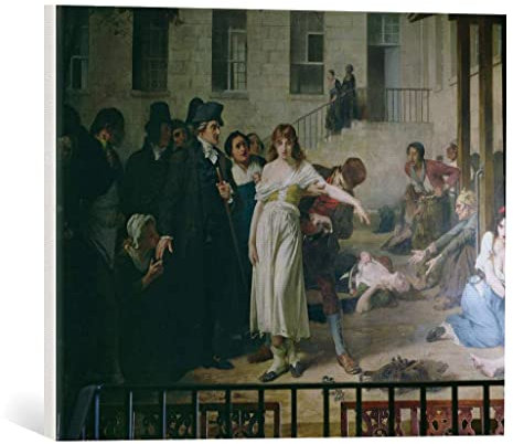 Leinwandbild: Tony Robert-Fleury Philippe Pinel 1745-1826 befreit 1795 in der Pariser Irrenanstalt Salpetriere Geisteskranke von ihren Ketten 1886 - hochwertiger Kunst-Druck, Leinwand auf Keilrahmen, Bild fertig zum Aufhängen, 50x40 cm