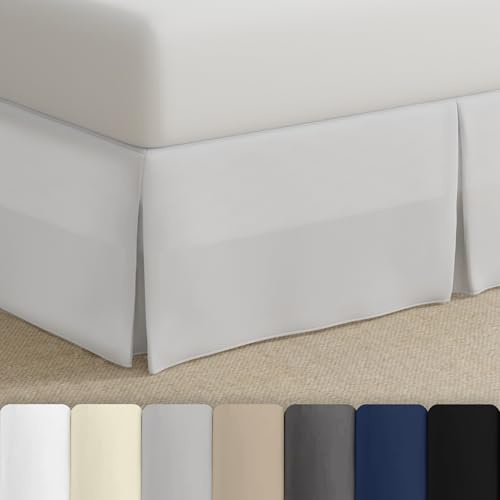Bed Maker's Tailored Wrap-Around Bedskirt Ne soulevez jamais Votre Matelas Classique de 14 Pouces de Longueur de Chute, mélangé Polyester, Blanc, Reina