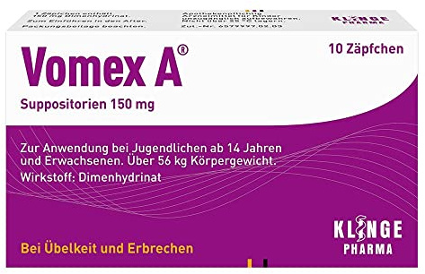 Vomex A Suppositorien 150 mg, 10 St. Zäpfchen