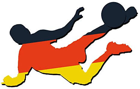 1art1 Fußball Fußballer Mit Flaggen-Trikot, Deutschland Wand-Tattoo | Deko Wandaufkleber für Wohnzimmer Kinderzimmer Küche Bad Flur | Wandsticker für Tür Wand Möbel/Schrank 90x45 cm
