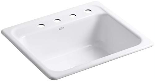 KOHLER K-5964-4-0 Mayfield Self-Rimming Kitchen Sink, White