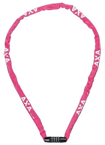 AXA Rigid RCC 120 – Kettenschloss mit Code – 120 cm lang – Stahlglieder 3,5 mm – Sicherheitsstufe 3 – Schutzhülle – Pink