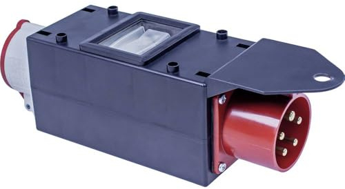 as - Schwabe MIXO Starkstromverteiler – CEE-Stecker 400V/32A/5-polig | ca. 11 kW - LS Stromadapter - 1 x CEE Steckdose 400 V 16 A, 5-polig - Stromstation - Außenbereich – IP44, 60703