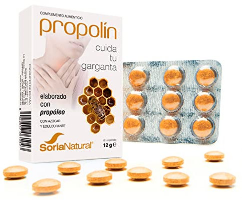 Soria Natural Propolín | Caramelos de Propóleo para Aliviar el Dolor de Garganta | Faringitis, Inflamación de garganta, Pérdida de voz, Irritación en boca y encías | 48 caramelos de propolis