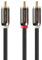 FosPower - Cavo RCA Y-Adattatore (1,8m) - 1 Maschio a 2 Maschio Cavo Adattatore Audio - Doppio schermato - 24K Placcato Oro