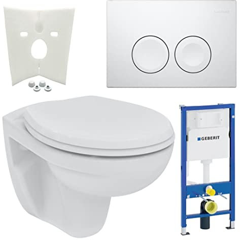 Ideal Standart Duofix Vorwandelement UP 100 + Ideal Standard WC, Spülrandlos mit LotusClean Beschichtung + Absenkautomatik + Delta 21 Drückerplatte + WC Deckel