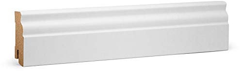 KGM Hamburger Sockelleiste Altberliner Profil – Berliner Leiste - Weiß folierte MDF Fußbodenleiste – Maße: 2400 x 19 x 60 mm – 1 Stück