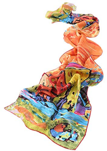 Prettystern Damen 160cm Seidenmalerei Kunstdrucke langer Schal - Wassily Kandinsky - Case A Monaco P039