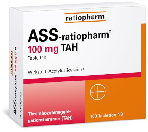 ASS-ratiopharm 100 mg TAH, 100 Tabletten, Herzgesundheit | Herzgesundheit - Blutverdünner zur Vorbeugung von Herzinfarkt und Schlaganfall