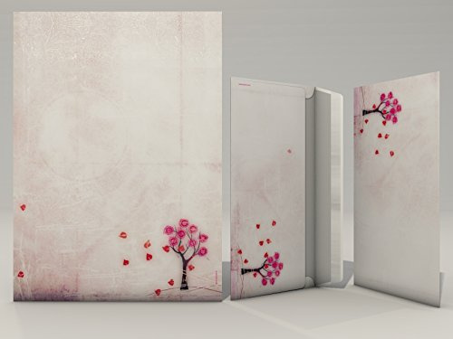 Briefpapier Set | Verträumter Herbst | 20 Blatt Herbstliches Motivpapier A4 | 20 Briefumschläge OHNE FENSTER im DIN LANG-Format
