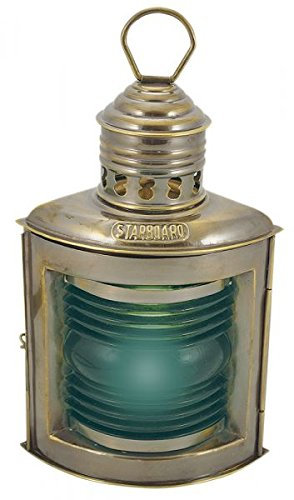 Steuerbordlampe Messing antik, elektrisch 230V, E14, 25W, H: 23cm