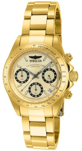 Invicta Speedway 14931 - Reloj cronógrafo de Cuarzo para Mujer, Correa de Acero Inoxidable Chapado Color Dorado (cronómetro, Agujas luminiscentes)