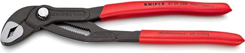 Knipex Cobra® Pince multiprise de pointe grise atramentisée, gainées en plastique antidérapant 250 mm (carte LS/blister) 87 01 250 SB