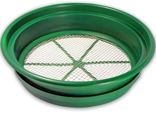 SE 13.25 Inch Wide Stackable Classifier Gold Prospecting Pan - 1/8 Inch Stainless Steel Mesh Sifting Pan, Green
