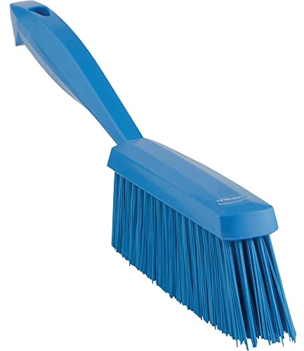 Vikan 45893 Bench Cleaning Brush, Polypropylene/Polyester Medium Bristle Dustpan Brush & Sweeper, 14 Inch, Blue
