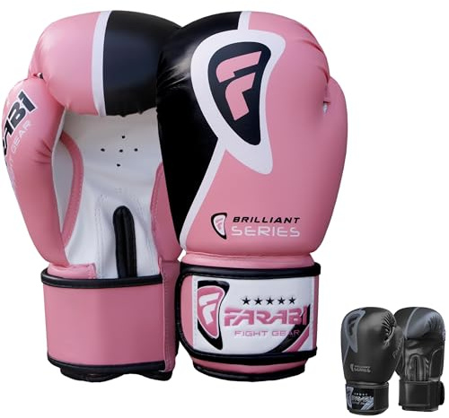 Farabi Pro kämpe boxningshandskar sparring gymväska stansning fokus dyna vantar (rosa, 35 ml)