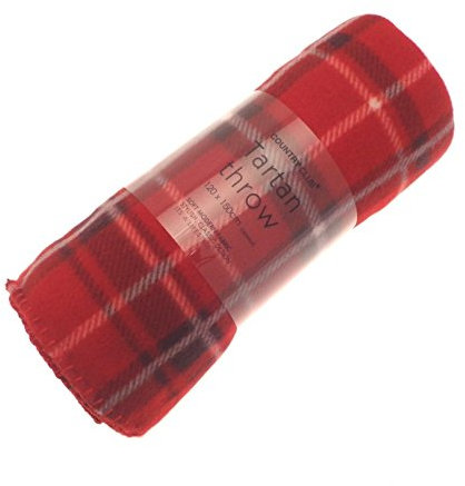 Red Tartan Check Super Soft Fleece Throw, 120 x 150cm