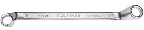 SW-Stahl 01207L Doppelringschlüssel 12 x 13 mm, Tief Gekröpft | Ringschlüssel aus Chrom-Vanadium, DIN 838 konform, Wellenprofil gegen Abrutschen, für Höhere Drehmomente
