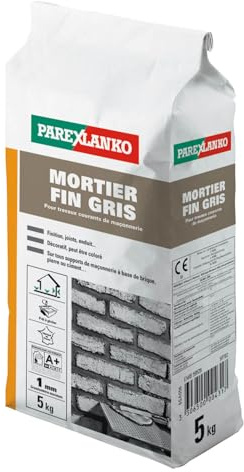 Parexlanko, Mortier Fin Gris, Mortier pour travaux de finition, petits scellements et joints de maçonnerie, 5kg | Pour travaux de finition - Petits scellements et joints de maçonnerie - Facile à appliquer