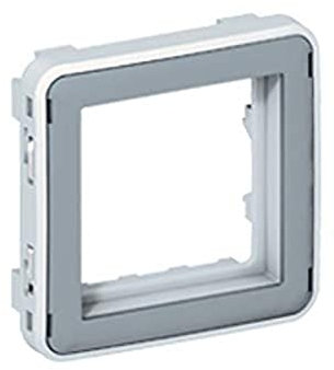 Legrand 069582 Adaptateur Étanche sans Volet Plexo Composable IP20 pour Fonction Mosaic 2 Modules, Gris/Blanc