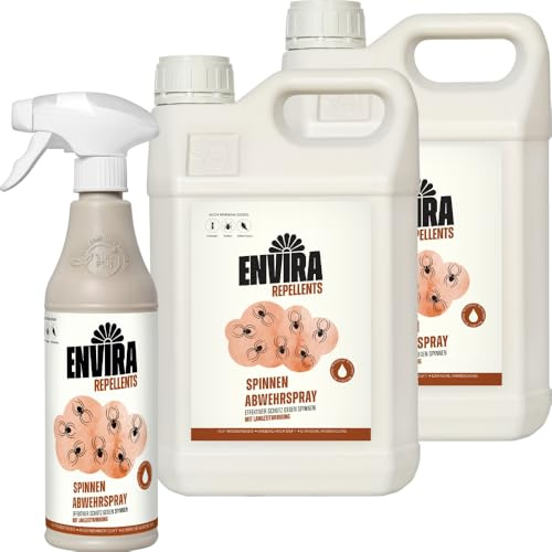 Envira Spinnenspray 500 ml + 2 x 5 Liter - effektiv gegen Spinnen im Haus | Anti Spinnen Spray gegen Winkelspinnen, Kreuzspinnen und Weberknecht - Spinnenabwehr in der Wohnung, vertreiben