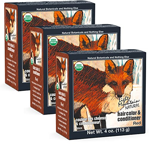 Light Mountain Henna Hair Color & Conditioner - Red Hair Dye for Men/Women, Organic Henna Leaf Powder and Botanicals, Chemical-Free, Semi-Permanent Hair Color, 4 Oz (Pack of 3)